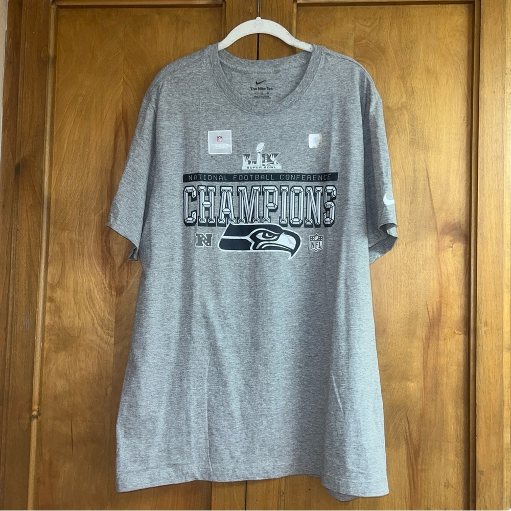 Nike Gray Seattle Seahawks Champions Short Sleeve Tee